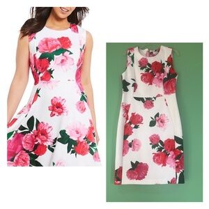 Floral Sleeveless Dress - Pink and Green